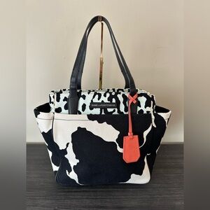 Diane Von Furstenberg Large Cow Print Canvas Tote NWT
